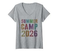 Mujer Retro Summer Camp 2026 Staff Vibes Anfitrión Besties My Adventure Camiseta Cuello V