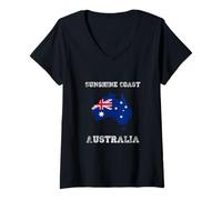 Mujer Retro Sunshine Coast Australia Bandera de Australia Envejecida Camiseta Cuello V