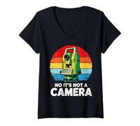 Mujer Retro Surveying It's Not A Camera Land Surveyor Camiseta Cuello V