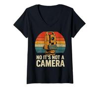 Mujer Retro Surveying No It's Not A Camera Land Surveyor Camiseta Cuello V