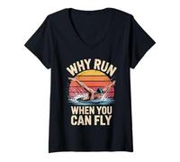 Mujer Retro Swimming Butterfly Swim Why Run When You Can Fly Quote Camiseta Cuello V