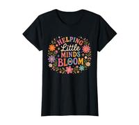Mujer Retro Teacher Helping Little Minds Bloom Floral Cita Camiseta