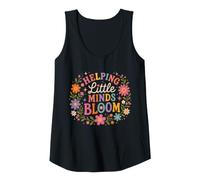 Mujer Retro Teacher Helping Little Minds Bloom Floral Cita Camiseta sin Mangas