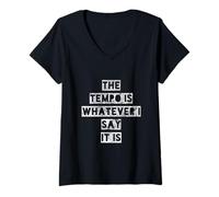 Mujer Retro The Tempo es lo Que Diga, Arte de Baterista Camiseta Cuello V