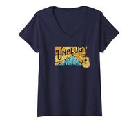 Mujer Retro Unplug Bluegrass & Acoustic Music Design Camiseta Cuello V