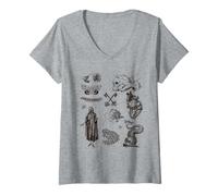 Mujer Retro Victorian Line Art Aesthetic Cottagecore Academia Camiseta Cuello V
