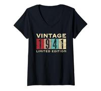Mujer Retro Vintage 1941 Edición Limitada 84 Cumpleaños 84 Años Camiseta Cuello V