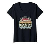 Mujer Retro Vintage 1949 Edición Limitada 77 Cumpleaños Camiseta Cuello V
