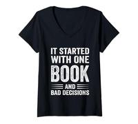 Mujer Retro Vintage Book Lover Humor Literario Caos Libros Divertidos Camiseta Cuello V