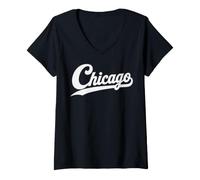 Mujer Retro Vintage Chicago Illnois Men Women Boy Girl Camiseta Cuello V