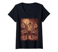 Mujer Retro Vintage DJ - HipHop Music Bronx Party Tee Camiseta Cuello V