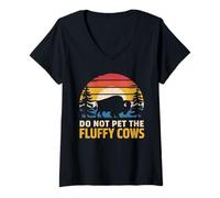 Mujer Retro Vintage Do Not Pet The Fluffy Cows Bisonte Lover Camiseta Cuello V
