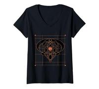 Mujer Retro Vintage Jugendstil Art Deco Diseño Patrón Elegante Camiseta Cuello V