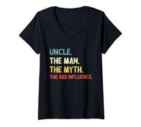 Mujer Retro Vintage Uncle The Man The Myth The Bad Influence Camiseta Cuello V