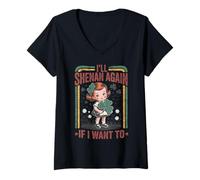 Mujer Retro Voy a Shenan Otra Vez si Quiero el Día de San Patricio irlandés Camiseta Cuello V