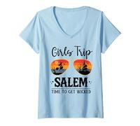 Mujer Retro Witch Salem 1692, Girls Trip Salem Time To Get Wicked Camiseta Cuello V