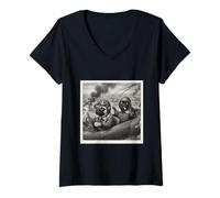 Mujer Retro WW2 Piloto WWII Funny Pug Guerra Mundial Meme Memorabilia Camiseta Cuello V