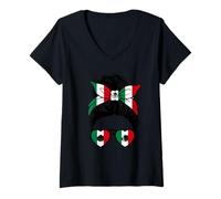 Mujer Retro10 - Camiseta para fanáticos de la Bandera de México Viva México Camiseta Cuello V