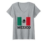 Mujer Retro10 - Camiseta para fanáticos de la Bandera de México Viva México Camiseta Cuello V