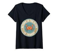 Mujer Return To The Beach If Crabby Funny Crab Camiseta Cuello V
