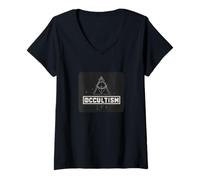 Mujer Revela misterios con un estilo de declaración de ocultismo Camiseta Cuello V