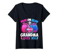 Mujer Revelación De Género Grandma Equipo Rosa O Azul Qué Piensas Camiseta Cuello V