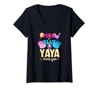 Mujer Revelación De Género Guardián del Género Rosa O Azul Yaya Camiseta Cuello V