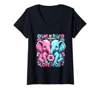 Mujer Revelación del género del Elefante «I Already You Love You» en Rosa o Azul Camiseta Cuello V