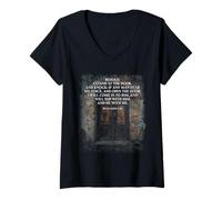 Mujer Revelation 3:20 I Stand at The Door and Knock - Jesus Quote Camiseta Cuello V