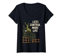 Mujer Rewild Nature Rewilding Movimiento Eco Activista Mindful Earth Camiseta Cuello V