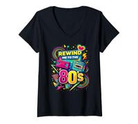 Mujer Rewind Me to The 80s Vintage Nostalgia Retro Videocasete Camiseta Cuello V
