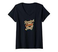 Mujer Rewind to the Good Stuff Retro Music Design Camiseta Cuello V