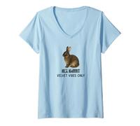 Mujer Rex Rabbit Velvet Vibes Solo para fanáticos de Mascotas y Animales Camiseta Cuello V