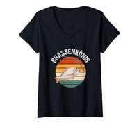 Mujer Rey Besugo Pesca Pescador Diversión Besugo Rey Camiseta Cuello V