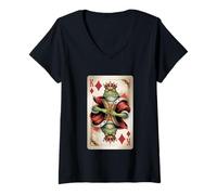 Mujer Rey de cartas de rana Camiseta Cuello V