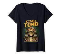 Mujer Rey De La Tumba Divertido Pixel Art Momia Faraón Halloween Camiseta Cuello V