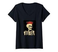 Mujer Rey de los huesos con sentido del humor para los amantes de los esqueletos Camiseta Cuello V