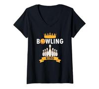 Mujer Rey del Bowling Domina con Fuerza Y Precisión Camiseta Cuello V