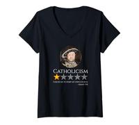 Mujer Rey Enrique VIII - Inglés Historia Meme - Catolicismo Camiseta Cuello V