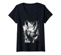 Mujer Rhino Safari África Animal Lover Motif Camiseta Cuello V