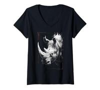 Mujer Rhino Safari África Animal Lover Motif Camiseta Cuello V