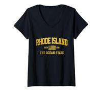 Mujer Rhode Island The Ocean State RI Pride Camiseta Cuello V