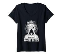 Mujer Rhodes Grecia - Coloso de Rodas Helios Recuerdo Griego Camiseta Cuello V
