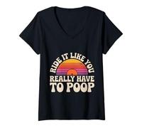 Mujer Ride It Like You Really Have To Poop Rider Racing - Camiseta Cuello V