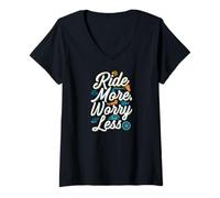 Mujer Ride More Worry Less Bike Surfing Lover Camiseta Cuello V