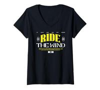 Mujer Ride The Wind - Urban Typography Streetwear Camiseta Cuello V