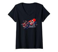 Mujer Ride with Passion Explore The Thrill of The Ride Sunset tee Camiseta Cuello V