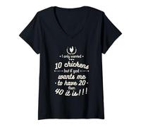 Mujer Ríe con gallinas de gallina de Granja Camiseta Cuello V