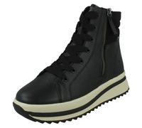 Mujer Rieker Cuero con Cordones Dual Cremallera Forro Polar Botas Casual - W3870