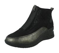 Mujer Rieker Tacón Cuña Informal Delantero Cremallera Zapatillas Botas N9362